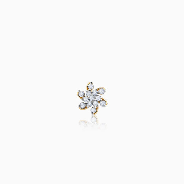 14K Gold Studded Bracelet with Floral Accent