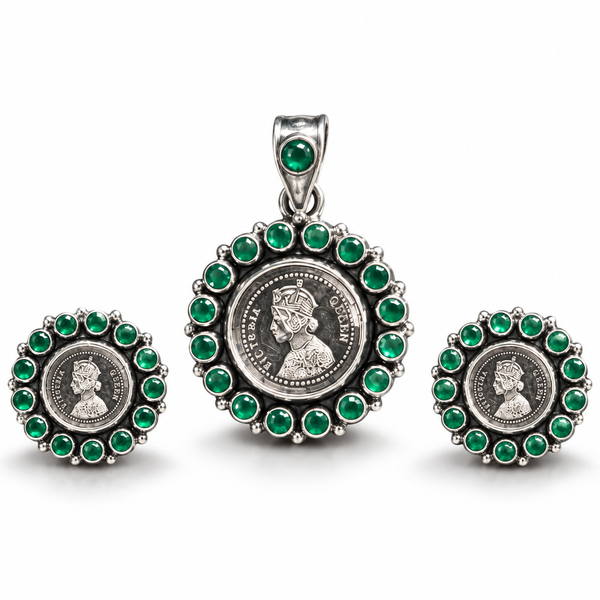 Emerald Queen Coin Pendent Set